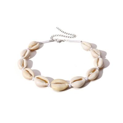 China Handmade BOHEMIA Braid Nature Shell Beads Braid Adjustable Choker Necklace Shell Sea Shell Beads Necklace for sale