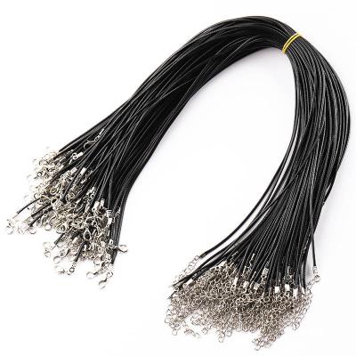 China 100pcs/bag Leather Black Wax Rope Necklace Lobster Clasp DIY Jewelry Accessories Necklace Rope 100pcs/bag for sale