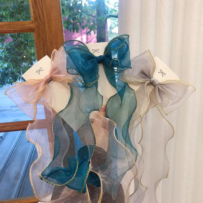 China Large Sweet Handmade Organza Bow Knot Hair Band Fashion Hair Band Hairpin for sale