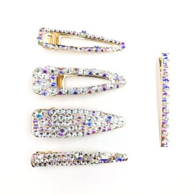 China Hair Decoration Soyagift Korea Rhinestone Water Drop Shape Beads Hairpin Hair Snap Metal Hair Clips for sale