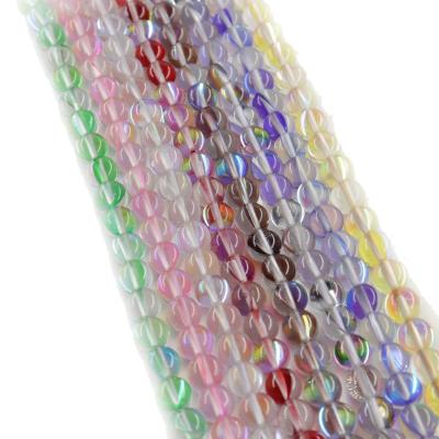 China Diy Jewelry Accessories Wholesale Synthetic Round Smooth Moonstone Beads Glitter Crystal Loose Beads Shiny For Jewelry Making DIY 15