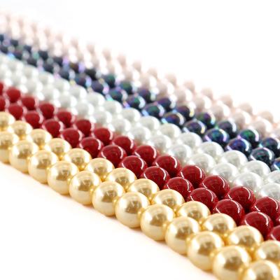 China Diy Jewelry Accessories Wholesale Multicolor South Sea Shell Round Loose Beads Mother of Pearl Ready to Ship Loose Beads for sale