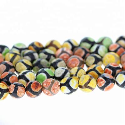 China Stone Tibetan Agate Dzi Beads Agate Round Cut Faced Loose Beads 8mm 10mm 12mm For Jewelry Making for sale