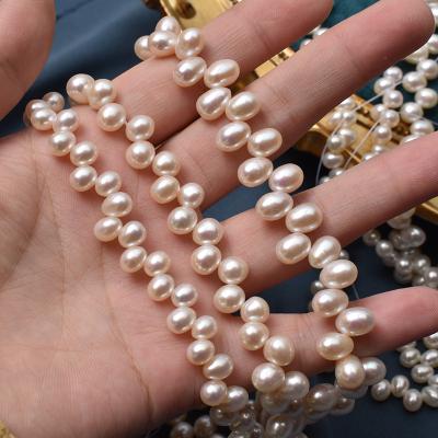 China Pearl 6mm Freshwater Side Drilled Natural Cultured Freshwater Pearl Beads Rice Beads For Jewelry Making DIY Bracelet Necklace for sale