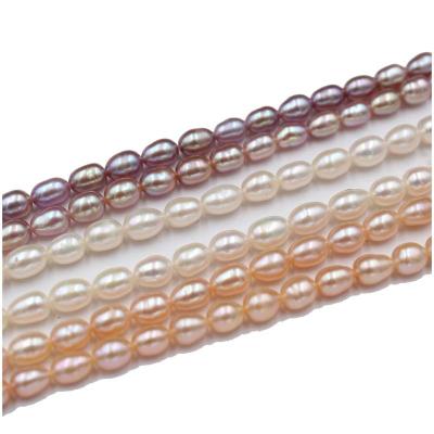 China Make Necklace Bracelets Earring 5mm Smooth Natural Cultured Freshwater Pearl Pearl Rice Shape Beads For DIY Pearl Bracelet Necklace for sale