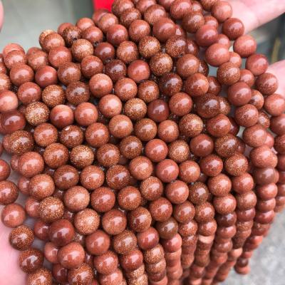 China Blue Stone 6mm 8mm Gold Sand Stone Beads 10mm Glitter Inside Making Findings Loose Beads for sale