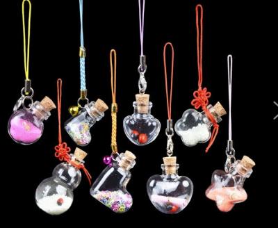 China Fashion accessories 10pcs/lots of tinny clear glas wihing the glass pendant charm of bottle glasses bottles keychains for sale