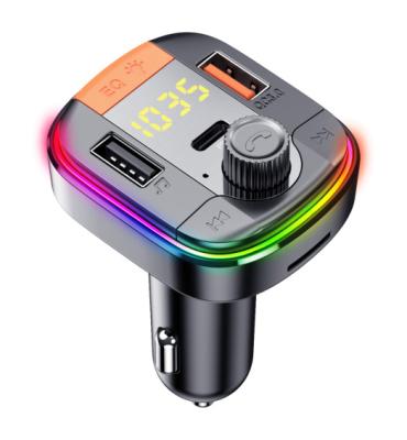 China Fast Car Charger Palladium 18W Adapter U dick/TF Card Playback BT FM Transmitter USB Type-c 3 in 1 Car Charger for sale