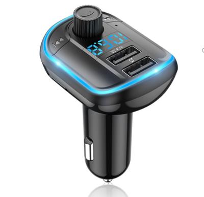 China Electric car dual charger U dick/TF card playback BT FM transmitter radio receiver USB port car charger for sale