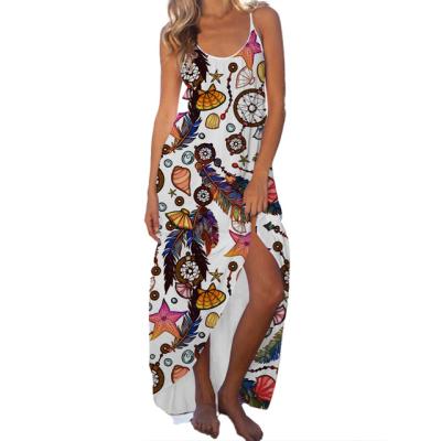 China Fashion Breathable Round Slim Fit Dye Tie Dye Sexy Women's Long Dress Hip Neck Strap Sexy for sale