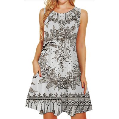 China New Fashion Anti-Static Butterfly Ladies Summer Digital Print Women's Casual Tank Top Beach Dress for sale