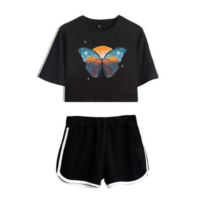 China High Quality Cropped Women's Navel Cropped T-Shirt QUICK DRY Two Piece Set for sale