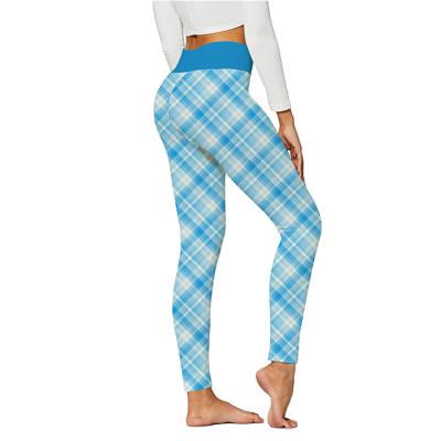 China High Quality 100% Breathable Polyester Ladies Plaid Gym Yoga Pants High Waist Gaiters for sale