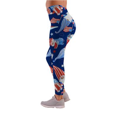 China Breathable Women Sports High Waisted Sexy Yoga Pants Wholesale Independence Day Printing Leggings for sale