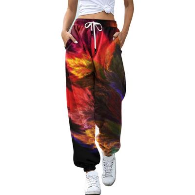 China New Women's Casual Loose Digital Breathable Fashion Printing High Waist Drawstring Sweatpants Sports Gaiters Pants for sale