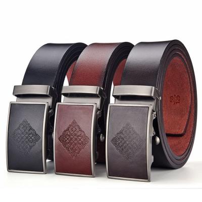 China Comfortable Men Automatic Leather Belt Automatic Buckle No Buckle Durable High Quality Men's Belts for sale