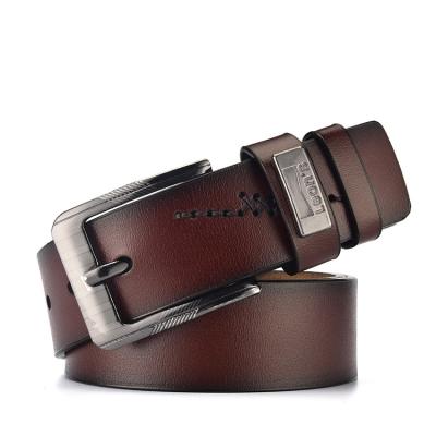 China Factory supply unique good quality designer men's leather belt pin buckle custom logo comfortable Leon for sale