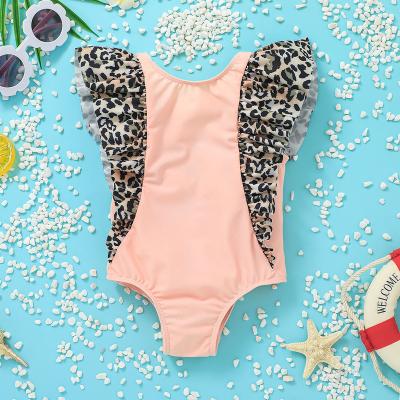 China Sweet Fairy Style Baby Girl Rompers Newborn Infant Leopard Printed Veils Baby Swimsuit Backless Sleeveless Rompers for sale