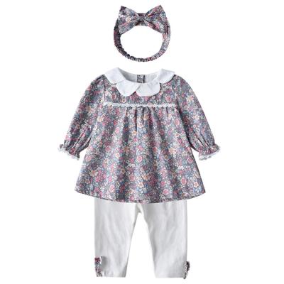 China Spring Hot New Product Long Sleeved Floral Comfortable Two-Piece Cute Princess Baby Romper Clothes for sale