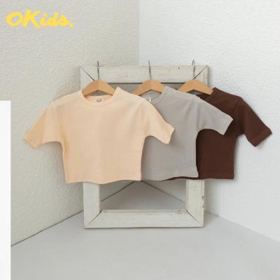 China Breathable 200GSM 100% Cotton Baby Clothes Baby Solid Color Top Infant T-Shirt Customizable for sale