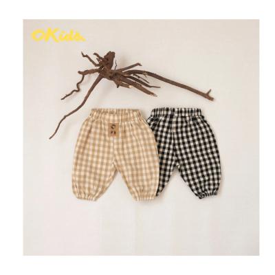 China Breathable New Arrival Kids Plaid Pants Pattern Baby Long Pants 100% Cotton Woven Baby Pants for sale