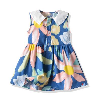 China Hot Sale Washable Dress For Kids Cotton Dress Sleeveless Summer Beauty Girls Floral Dresses for sale