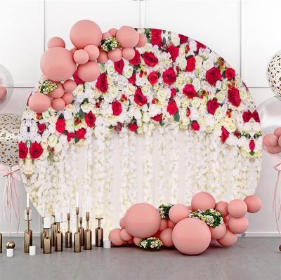 China White and Red SOLID COLOR 7x7 Feet Rose Flower Floral Wedding Round Backdrop for Photography Decoration for sale