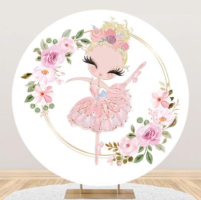 China Wholesale Scenic Round Fabric Backdrop Customized Cartoon Wedding Event Party Graphic Photography Backdrops for sale