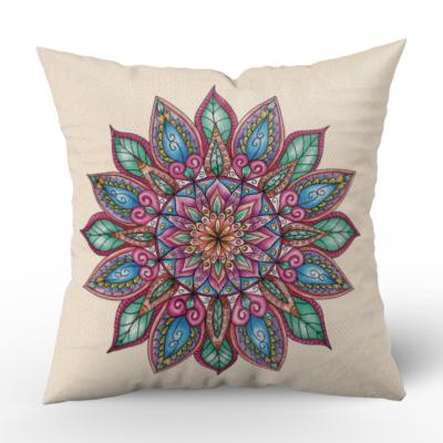 China BOHO Anti-Static Style Sun Flower Tile Crate Cotton Canvas Soft Polyester Pillow Cover Indoor Outdoor Sofa for sale