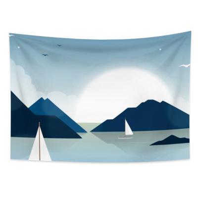 China Minimalist Custom Print Casual Wall Hanging Landscape Wall Tapestry For Bedroom for sale