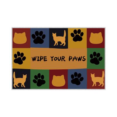 China Home Washable Mats Cat Pet Paws Funny Floor Mats Non-Slip Backing Doormats for Entrance Outdoor Indoor Rugs and Covers for sale