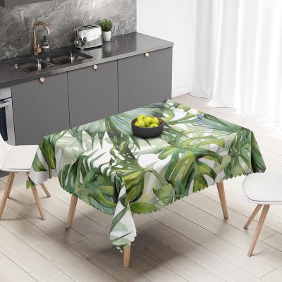 China New Plant Waterproof Tropical Hawaiian Palm Leaf Printing Rectangular Dining Table Cover Party Table Cloths for sale