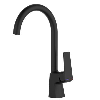 China 2020 Modern Newest Kitchen Sink Hot And Cold Water Mixer Taps Single Handle Matt Black Brass Faucets for sale