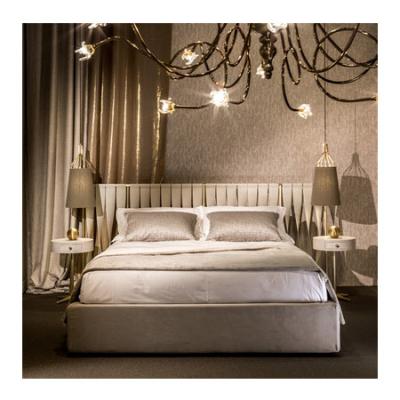 China Other Bed Room Furniture Queen Size Leather Bed With Stainless Steel Frame Headboard For Villa Use for sale