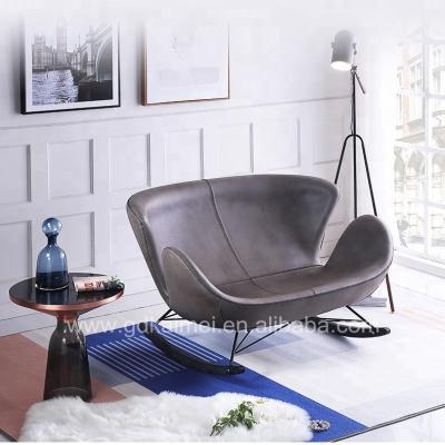 China Leather PU With Wooden Legs Mid Century Vintage Design Large Lots Two Seats Wooden Low Rocking Sofa Chair for sale