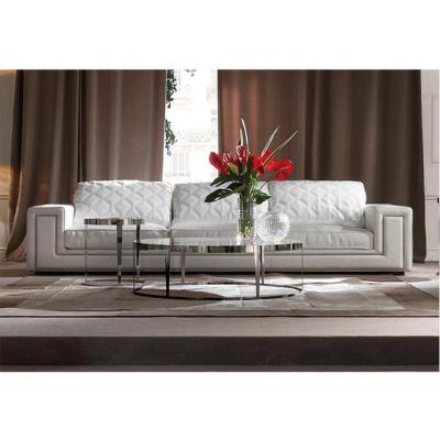 China Velvet With Steel Legs Living Room Furniture Modern White Leather Sofa Set Furniture Could Be Customized for sale