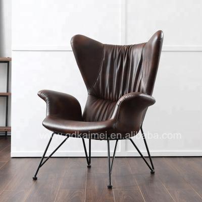 China PU Leatehr With Nodic Design Style Solid Steel Contour Lounge Chair Royal Legs Armchair for sale