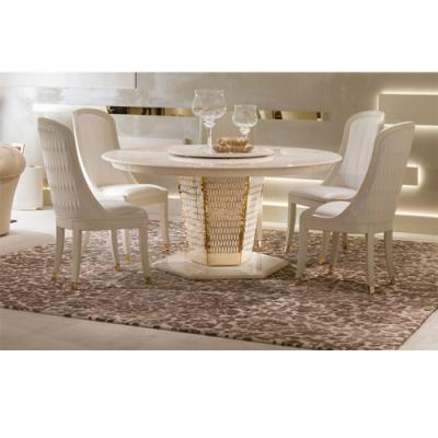 China Other round marble dining table and chair luxury dining table with stainless steel base for sale