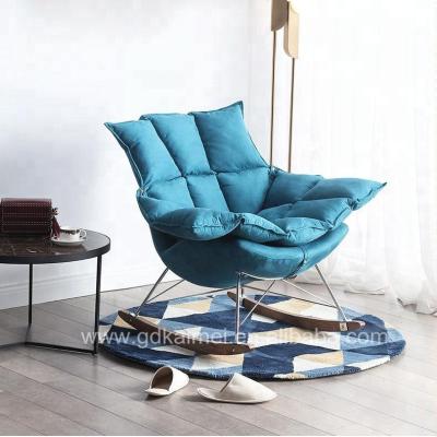 China Fabric with chrome frame oak wood legs new product fancy rocking chairs wholesale stainless steel frame rocking chair for sale for sale