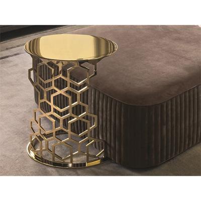 China Marble With Gold Metal Round Coffee Table Mirrored Side Tables For Living Room for sale