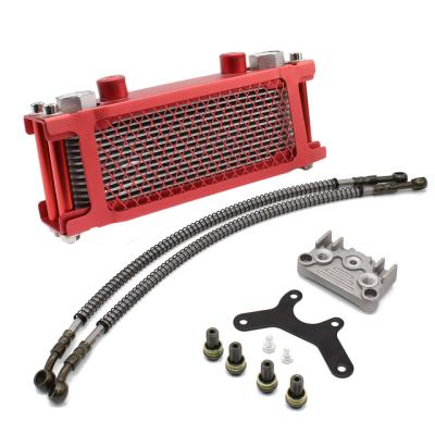 China Aluminum Aluminum Engine Motorcycle Oil Cooler Radiator Cooler Set For 125Cc 140Cc Orizontal Engine Dirt Pit Bike Atv Aluminum Cooler Oil Hose Kit for sale