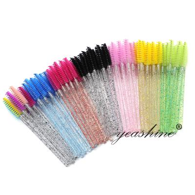 China Mascara Wands Machine Eyelash Sweep Pink Lash Spoolie Disposable Glitter Mascara Wand Eyeshadow Key Chain Lashwands for sale