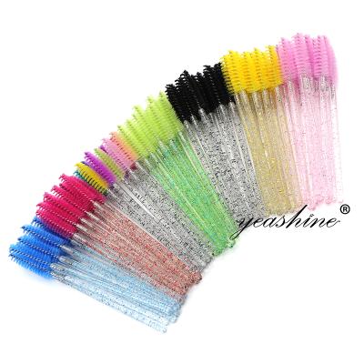 China Mascara Wands Machine Disposable Lash White Crystal Diamond Pink Gold Eyelash Factory Mascara Brush Wands Glitter Spoolie for sale