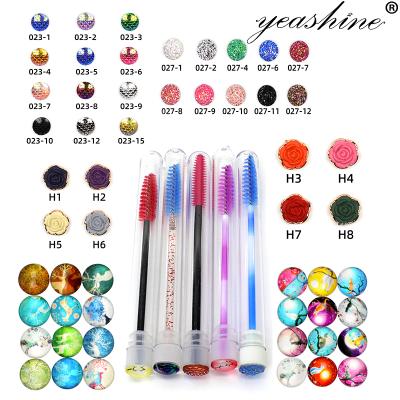 China Mascara Wands Machine Disposable Eyelash Brush Diamond Edge Eye Shadow Tube Mascara Wand Factory Faux Stone Eyebrow Spoolie Brush for sale