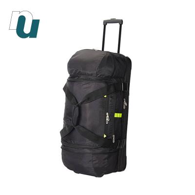 China Polyester Straight Trolley Travel Club Fleece Duffle Luggage Wheel Bag for sale