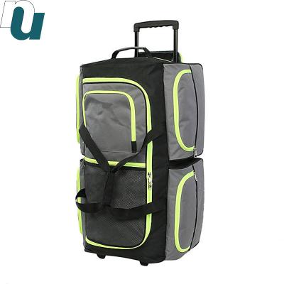 China Travel Wheelie Large Luggage 7 Pockets Fleece Duffle Wheelie Luggage Travel Rolling Bag for sale