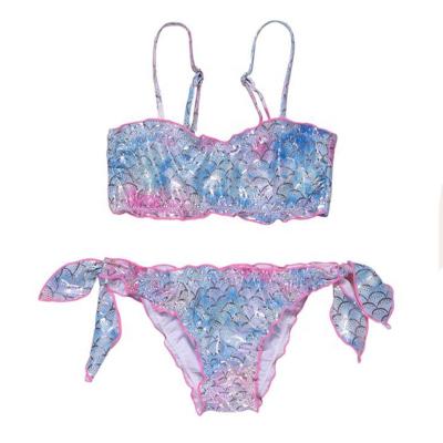 China 2020 breathable new style 2-14 years old girls slit bikini swimwear set cute mermaid two pieces of beach wear for sale