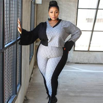 China Anti-pilling 2022 Women Clothing Casual Plus Size Sets Two Piece Spring 2 Piece Set Plus Size Sweaters for sale