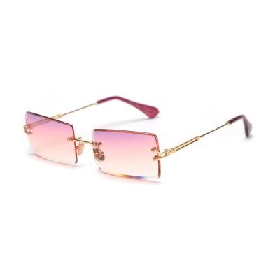 China Fashion Sunglasses New Arrival Rimless Women's Cut Out Sunglasses/Small Square Lenses for sale