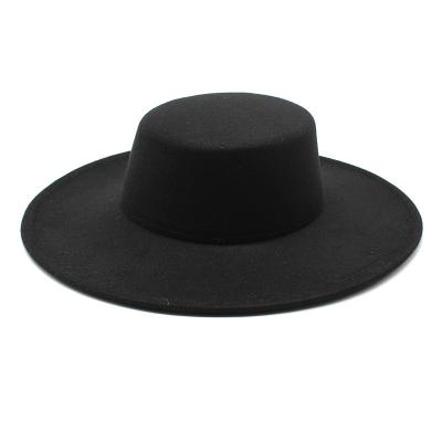 China European American Hot Selling Brim Fedora Hats Retro Big Picture Solid Color Fashion Heat Breathable Adult Flat Surface for sale